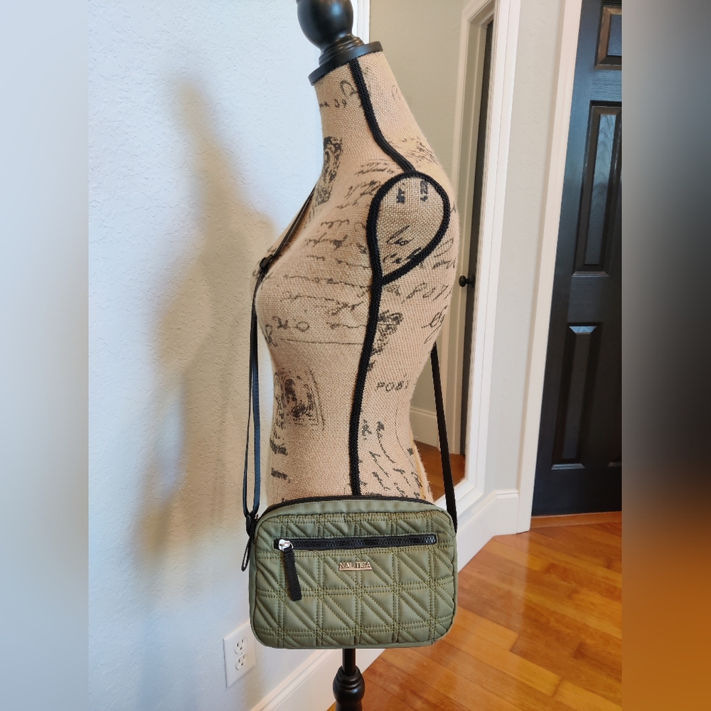 Nautica Quilted Camera Crossbody Bag in Olive